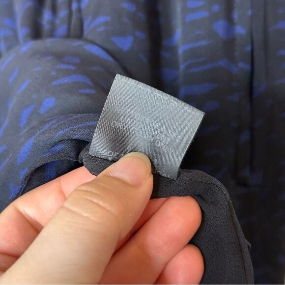 Isabel Marant Blue Black Geometric Pattern 100% Silk Mini Skirt Sz 36 / 4 Grunge - Picture 10 of 10